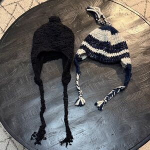 Black and Striped Knit Beanies